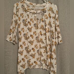 POL Floral Blouse in Cream and Yellow